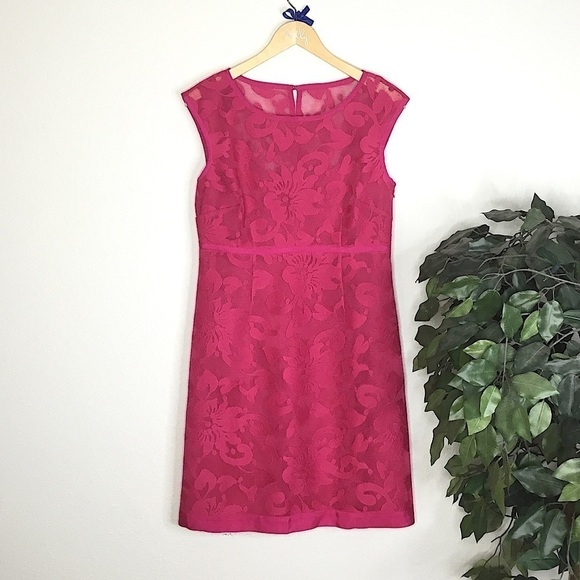 Laundry Pink Mesh Floral Pattern Sheath Dress - Picture 1 of 8